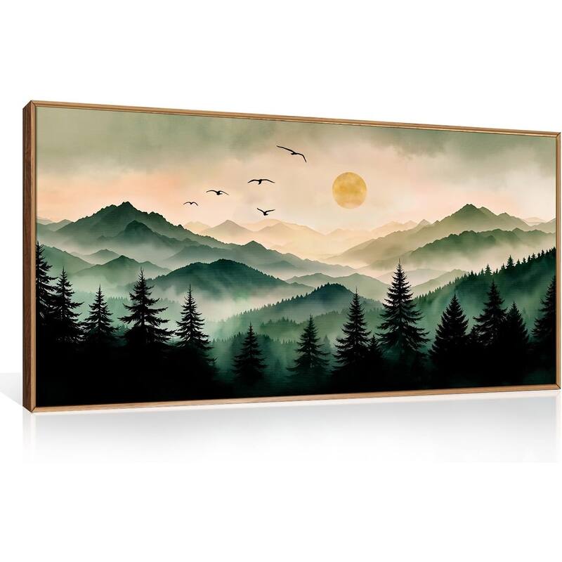Boho Mountain Landscape Wall Decor, Pine Tree Wall Painting - 20 x 40