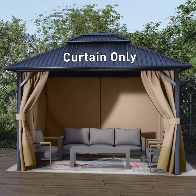 Aoodor Gazebo Curtain Replacement-Universal 4-Panel Sidewalls, Curtain Only
