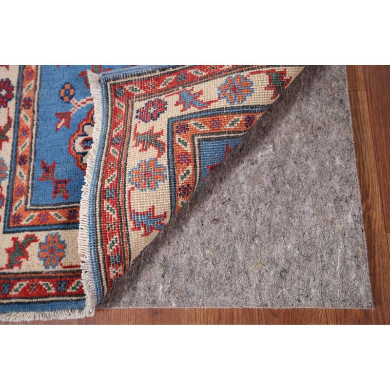 Geometric Blue Kazak Accent Rug Handmade Wool Carpet - 2'0" x 3'1"