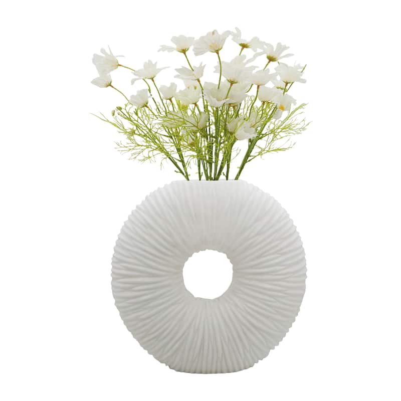 Sagebrook Home's Unique 21" Nataly Large Quartz Resin Vase - Elegant White Finish, Perfect for Modern Homes