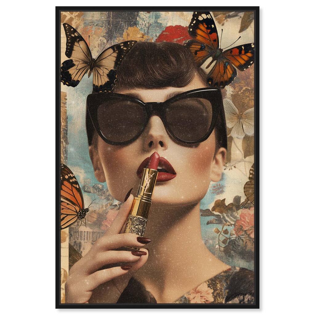 Iconic Lady Butterfly Collage II Canvas by Art Remedy