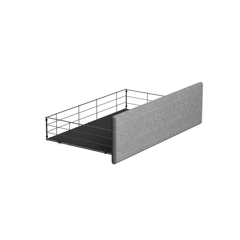Light Grey Full Size Platform Bed with LED and Storage Drawers