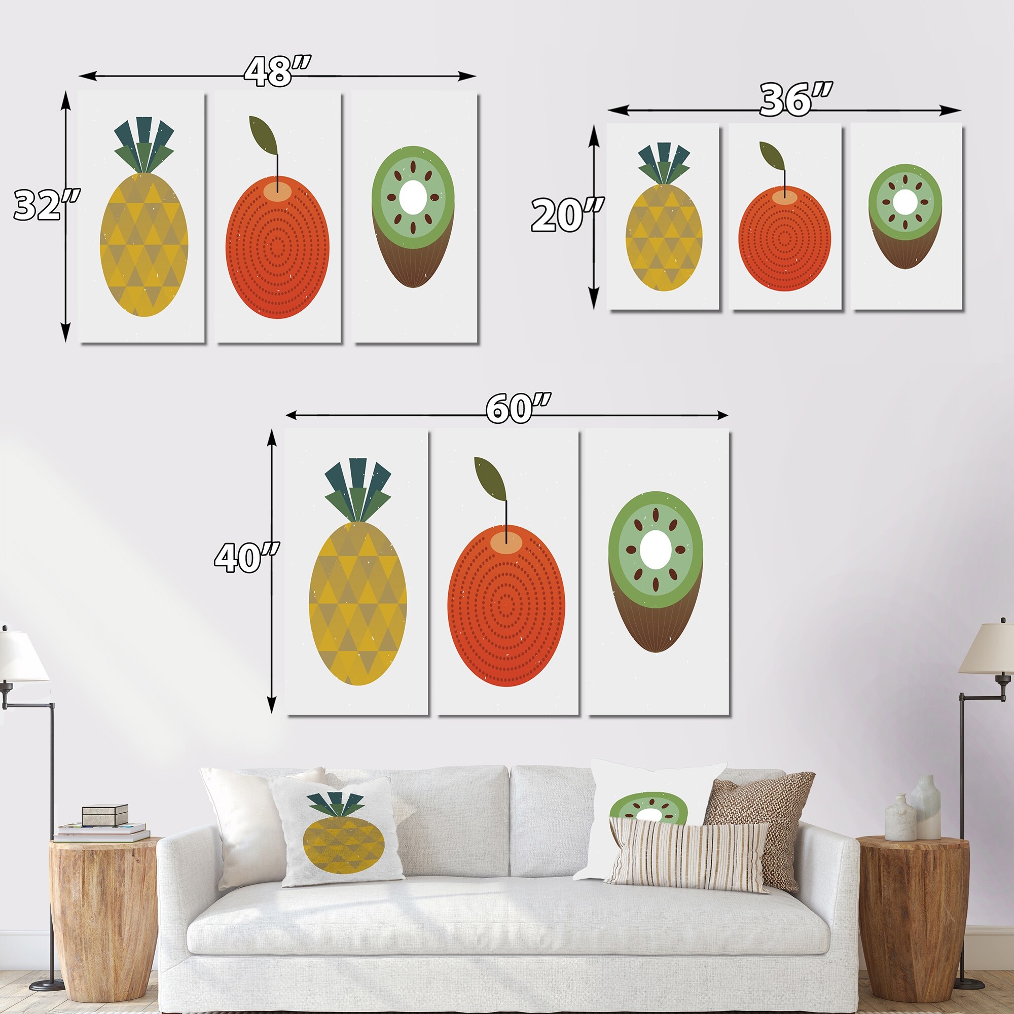 Designart Organic Vintage Fruits III Traditional Art Collection Set-image