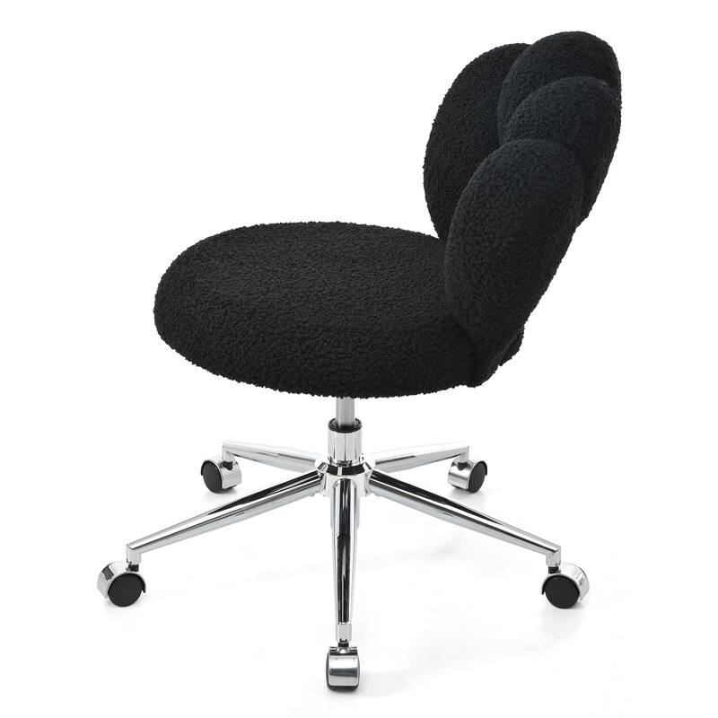 360°Swivel Height Adjustable Swivel Chair, Teddy Fabric, Home Office Chair