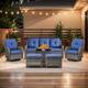 Option Grey Wicker Blue Cushion