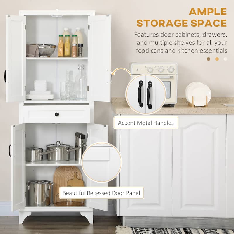HOMCOM 67" Freestanding Kitchen Pantry, 4-Door Storage Cabinet