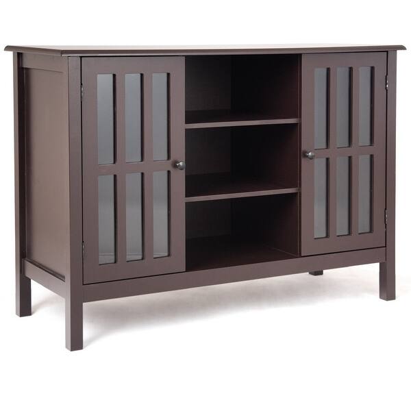 Shop Wood Tv Stand Console Cabinet For 45 Tv Brown On Sale Overstock 28423506