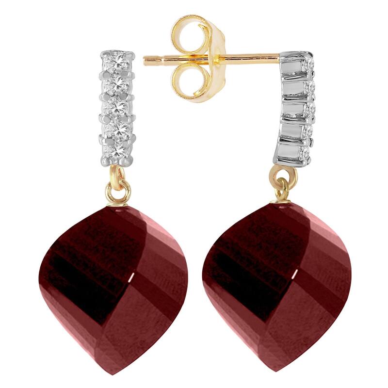 30.65 Carat 14K Solid Gold Gemstone Earrings Diamond Ruby - Yellow
