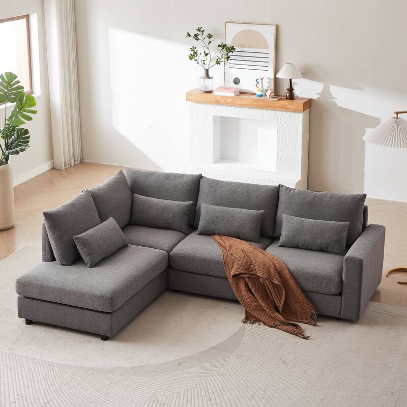 100.2Inch Convertible L Shaped Sectional Sofa,Linen Fabric Couch