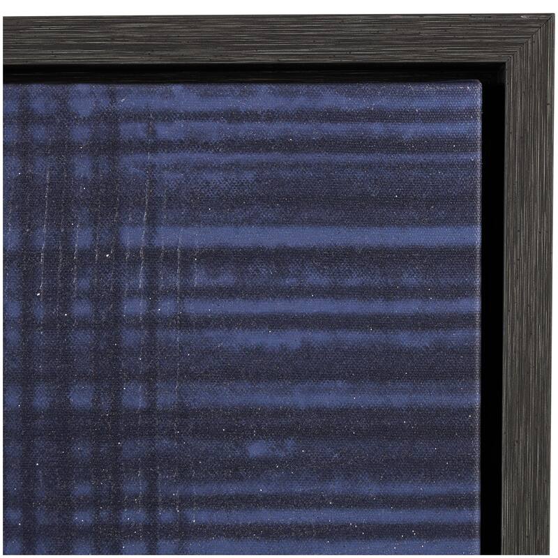 Blue Canvas Geometric Framed Wall Art with White Square Outlines