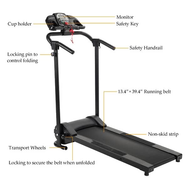 slide 5 of 8, ZELUS Folding Electric Treadmill Motorized Running Machine Black