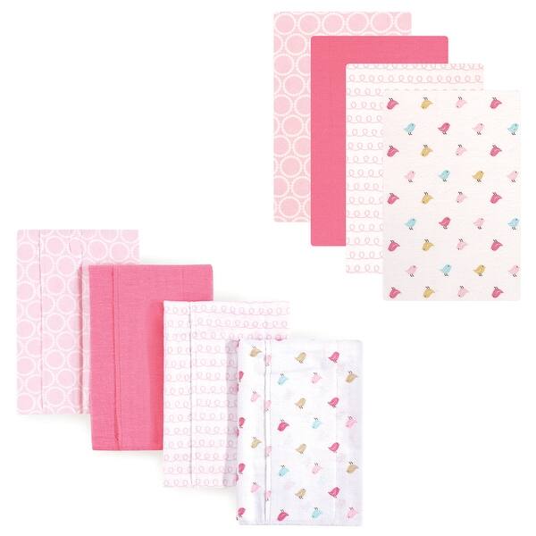 slide 1 of 1, Luvable Friends Infant Girl Cotton Flannel Burp Cloths and Receiving Blankets, 8-Piece, Birdies, One Size - Birdies - One Size
