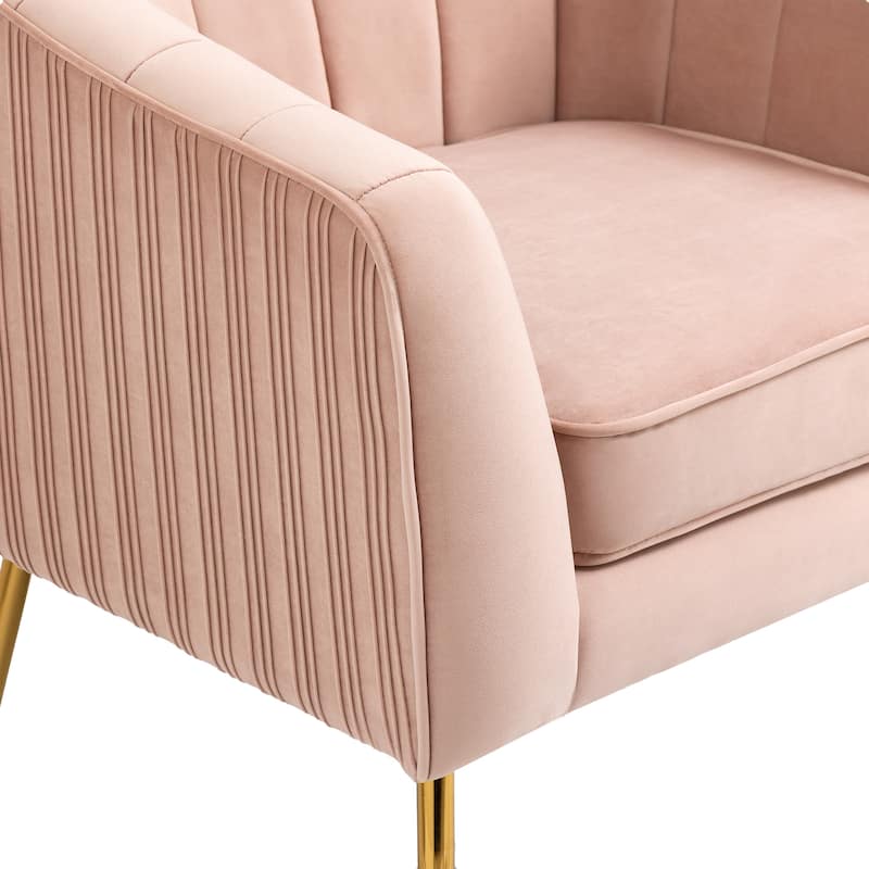 Velvet Armchair with Ottoman Set Accent Living Room Chair