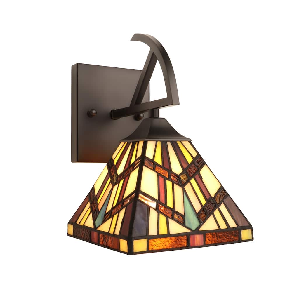 Tiffany-Style 1-Light Mission Wall Sconce 6" Shade