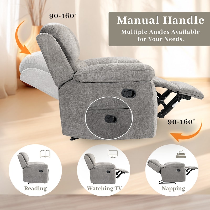 2PC Soft Microfiber Manual Reclining Sofa Set, Drop Down Table, Cupholder Console, Living Room Set