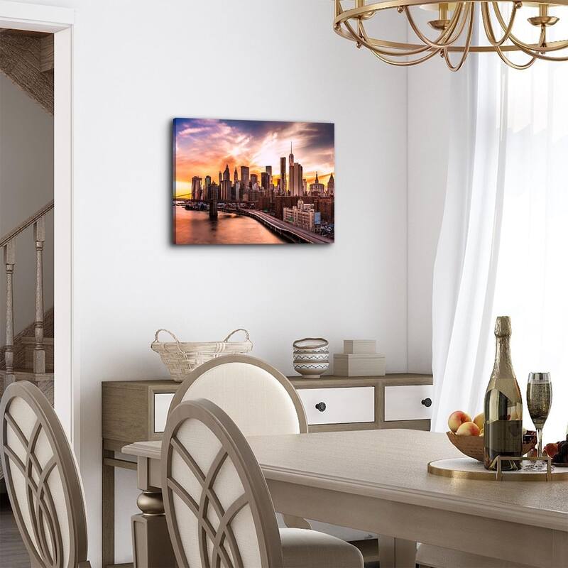 Brooklyn Bridge Skyline Wall Decor Sunset Cityscape Poster
