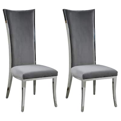 Somette Isabella Diamond Stitched High Back Side Chair, Set of 2 - N/A