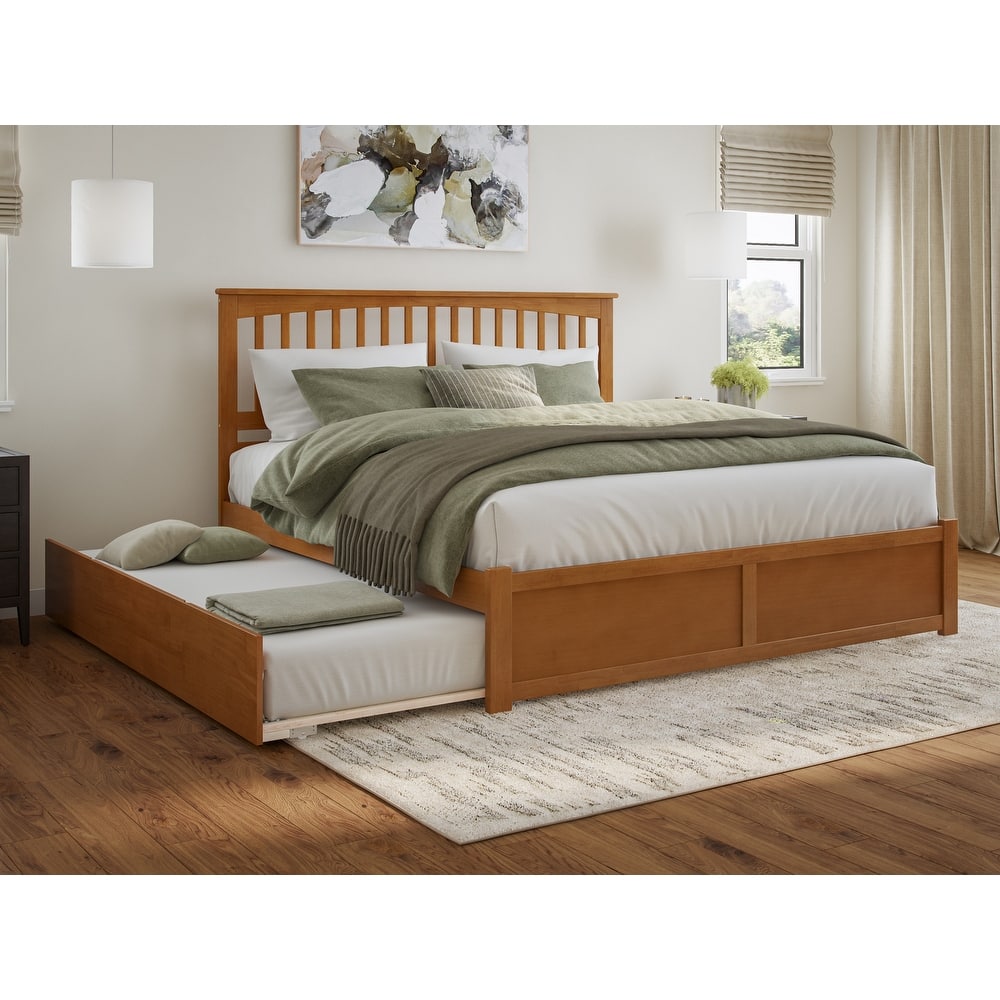 Mission Platform Bed with Footboard and Twin XL Trundle