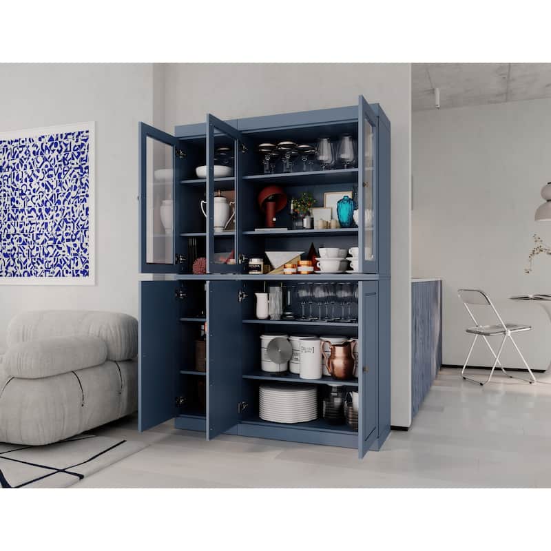 Palace Imports 100% Solid Wood 48.5" China Pantry Cabinet with Solid or Clear Glass Doors and Adjustable Shelves - 48.5" x 71.5"