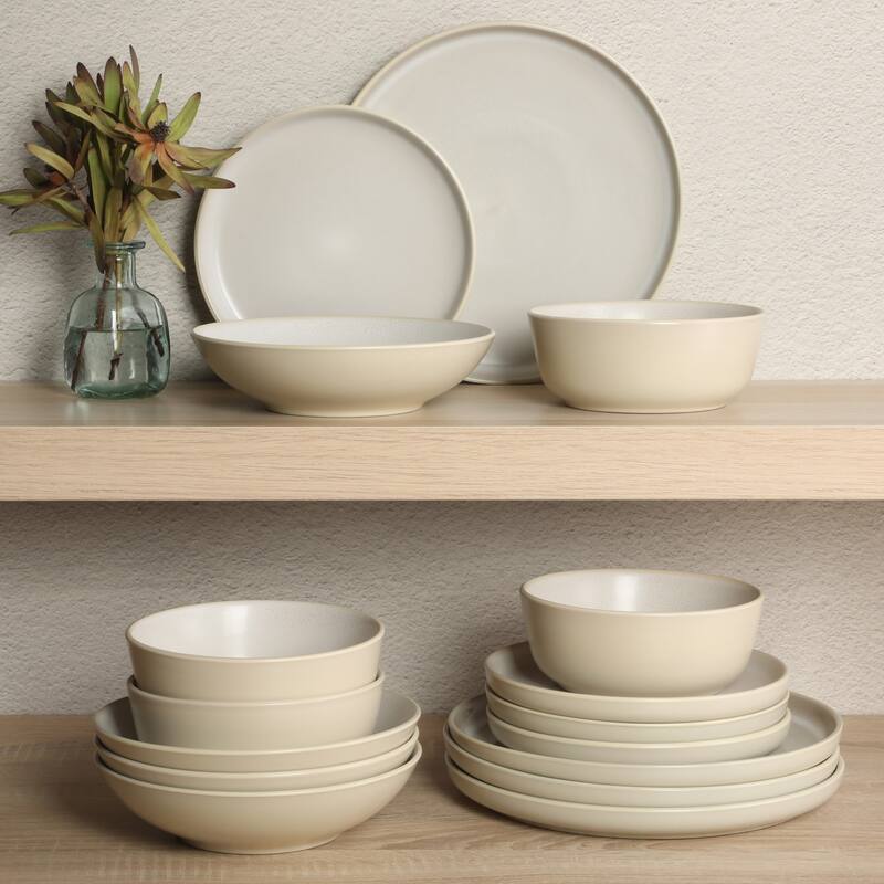 Gibson Elite Tribeca Loft 16-Piece Dinnerware Set - Modern Rustic Tableware for 4, Dishwasher & Microwave Safe