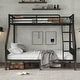preview thumbnail 3 of 30, Metal Bunk Bed with Ladder and Metal Slats Support, Storage Underneath, Heavy Bunk Beds, Black Bed Frame, No Box Spring Needed