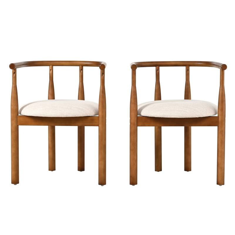 Haven Mid-Century Modern Rubberwood Dining Chairs with Cushioned Seat - Set of 2