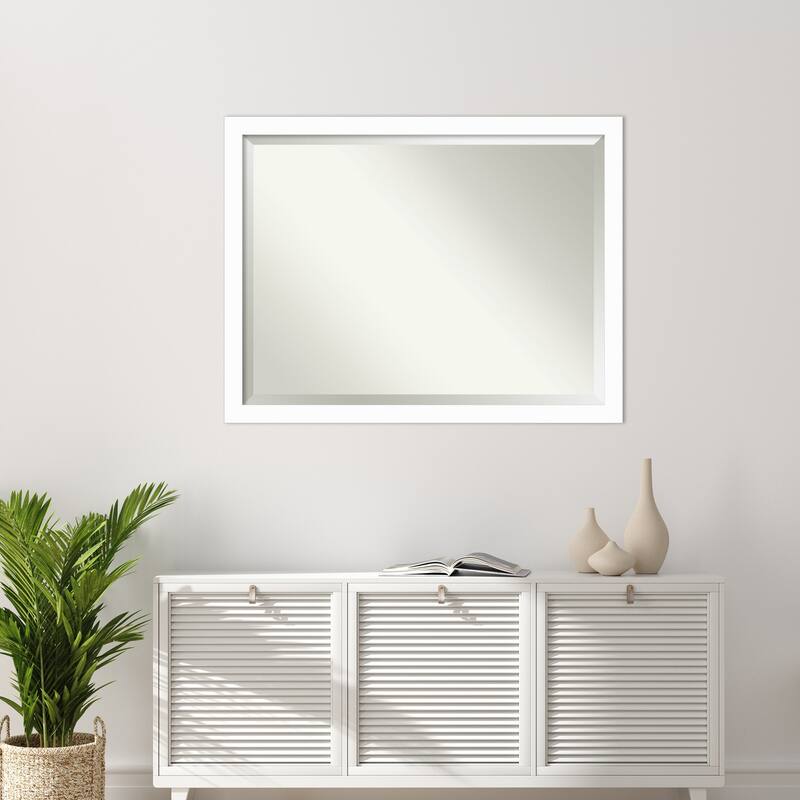 Basic Narrow Beveled Wood Framed Wall Mirror