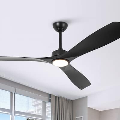60" Modern Black ABS Propeller Indoor Ceiling Fan with Light and Remote