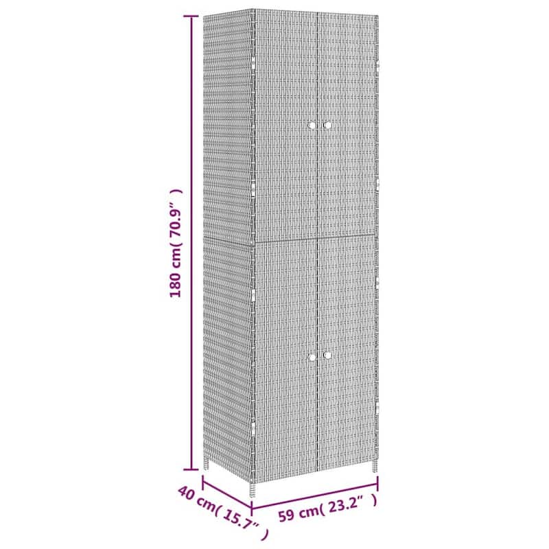 Elix Outdoor Storage Cabinet with 4 Compartment, 71 Inch Black Rattan