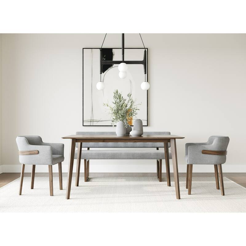 Modrest Castillo & Jordan Modern Grey Fabric & Walnut 4-Piece Dining Set