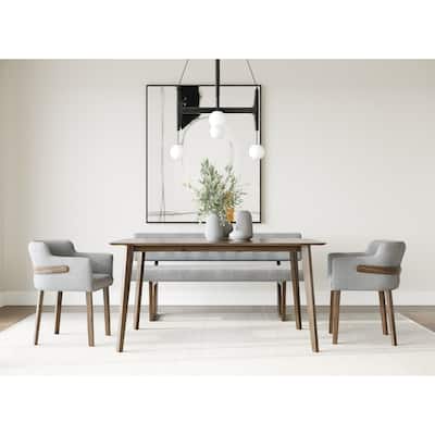 Modrest Castillo & Jordan Modern Grey Fabric & Walnut 4-Piece Dining Set