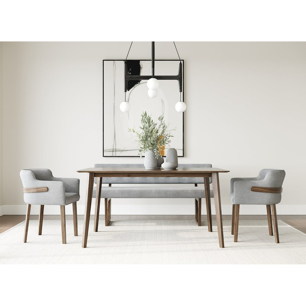 Modrest Castillo & Jordan Modern Grey Fabric & Walnut 4-Piece Dining Set