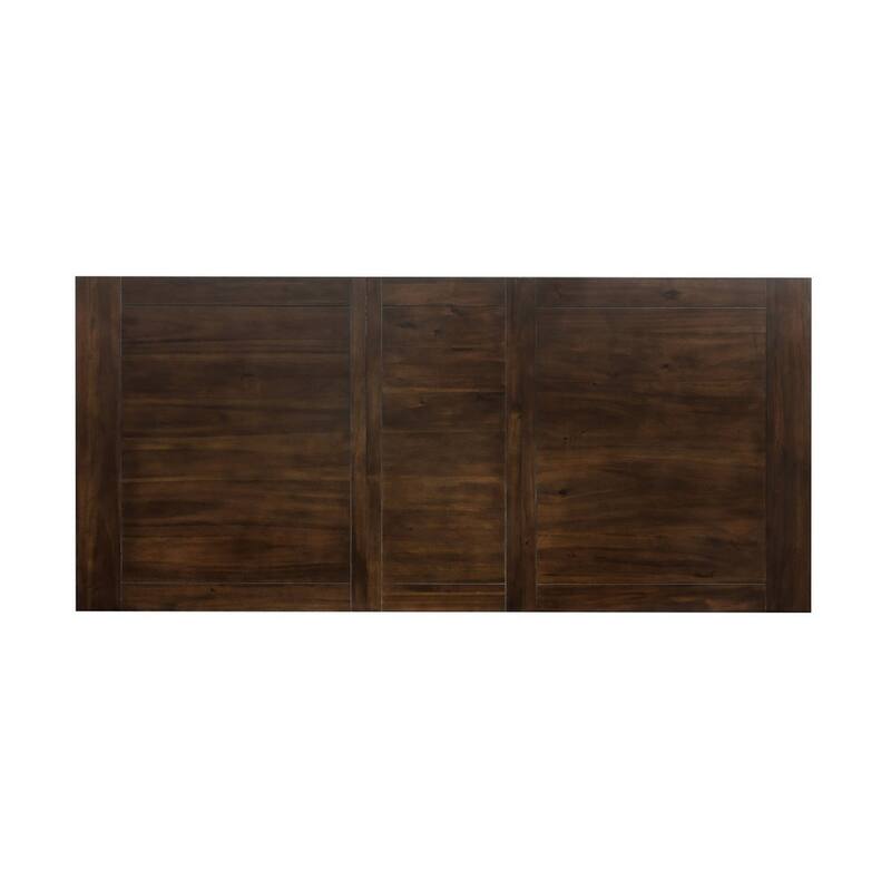 Tesy 76-96 Inch Dining Table, Extendable Rectangular, Dark Oak Brown Wood