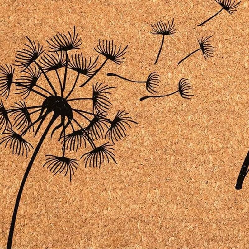 HomeRoots 17" X 29" Brown And Black Floral Hello Outdoor Coir Door Mat - 17.00' X '29.00