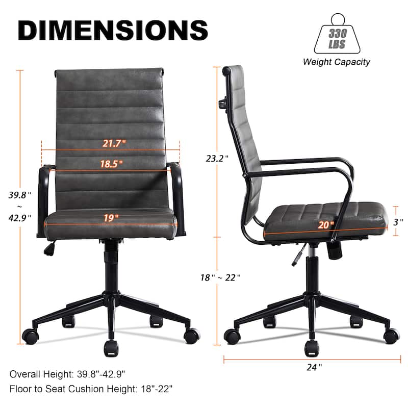 Ergonomic Office Chair Full-Grain Leather with Lumbar Support
