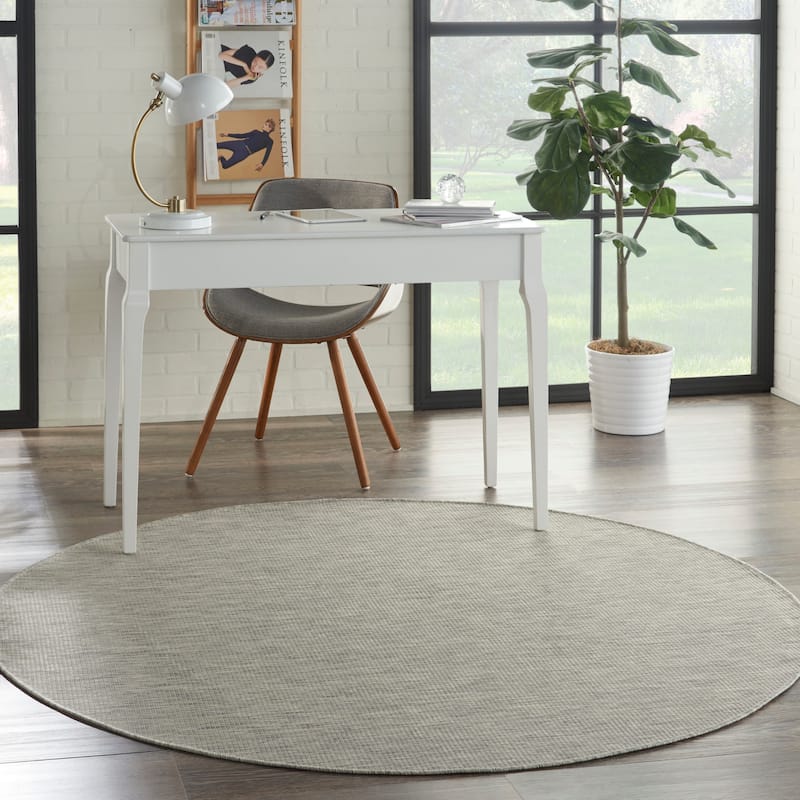 Nourison Positano Casual Modern Indoor/Outdoor Rug - 6' x Round - Grey