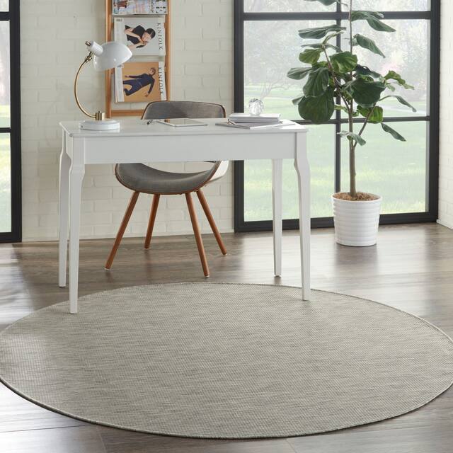 Nourison Positano Ombre Casual Modern Indoor/Outdoor Rug - 6' x Round - Lt Grey