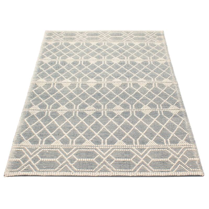 ECARPETGALLERY Braid weave Sienna Teal Wool Rug - 5'1 x 8'0