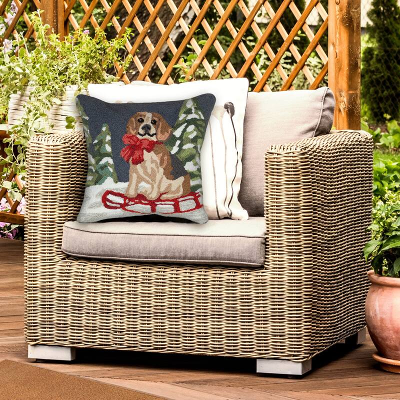Liora Manne Frontporch Winter Dog Sled Indoor/Outdoor Pillow