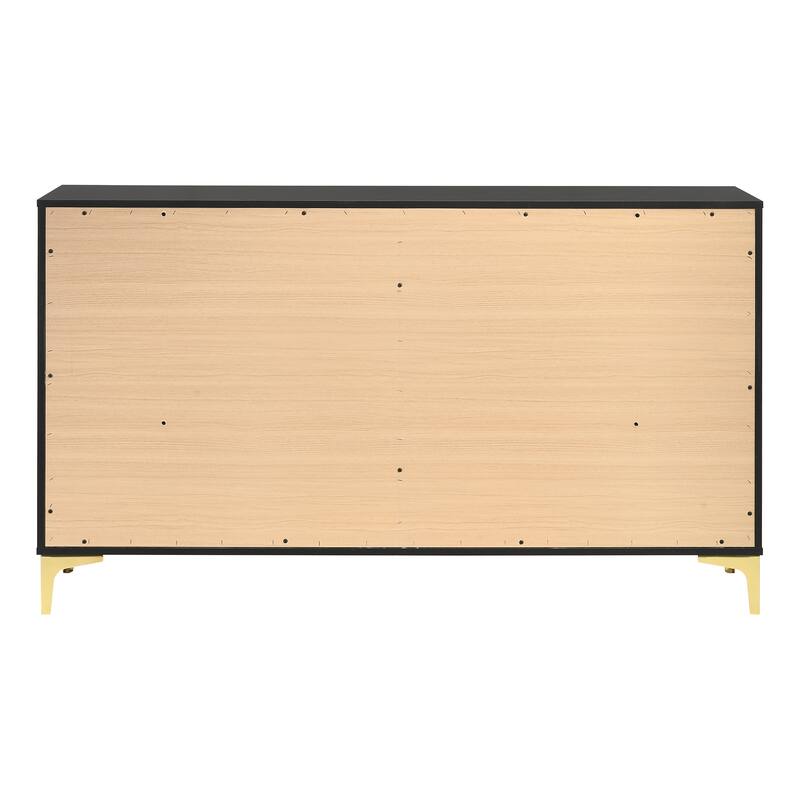 Lexie Black and Gold 6-Drawer Rectangular Dresser