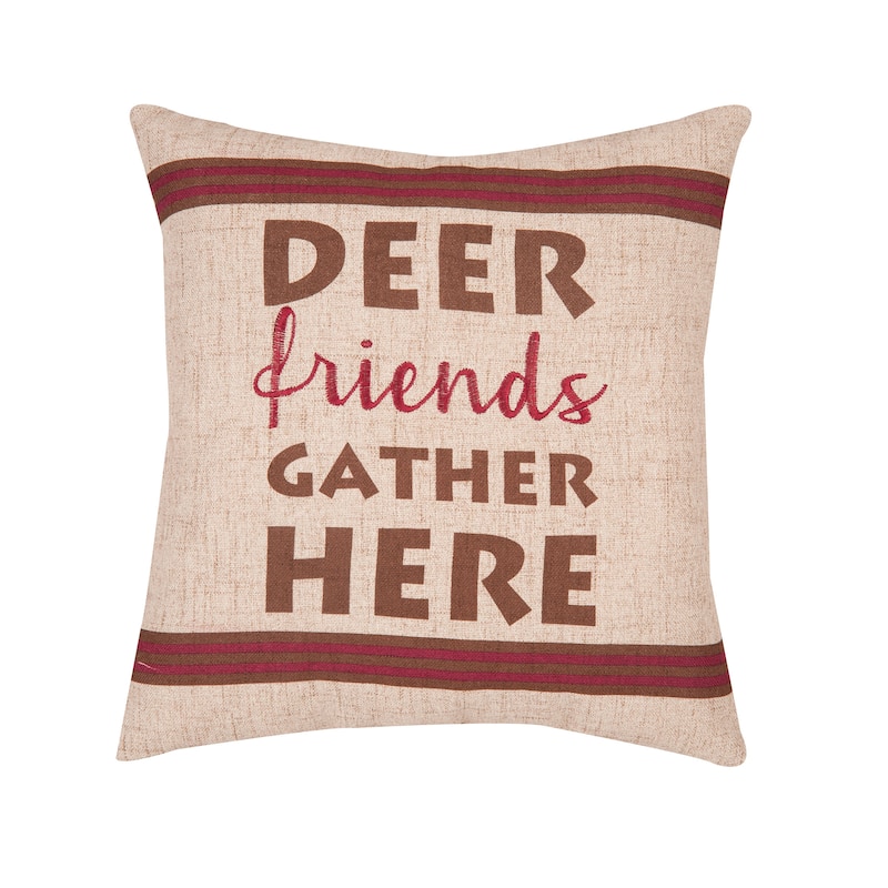 Gather Here Printed/Embroidered 16x16 Decorative Accent Throw Pillow