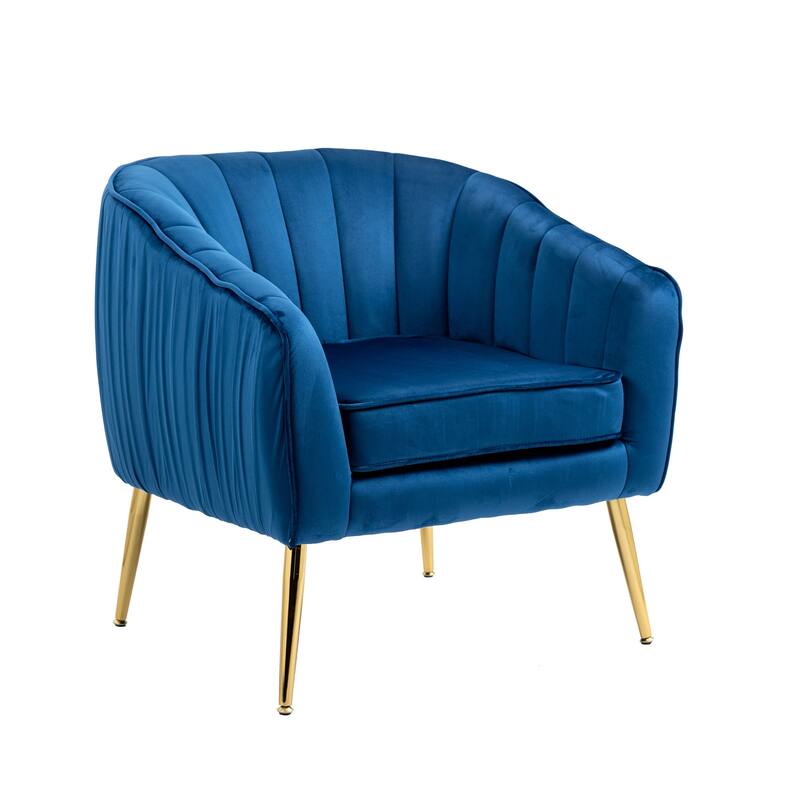 Scallop Edge & Barrel Back Design Modern Barrel Chair Velvet Accent
