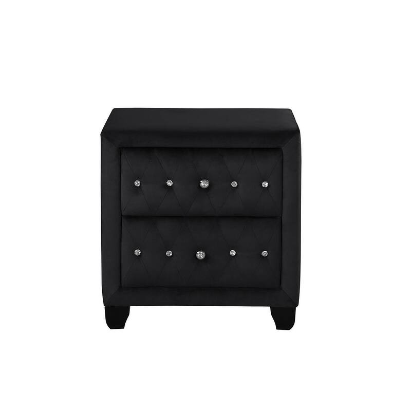 Sophia Crystal Tufted 2-Drawer Nightstand Made with Wood