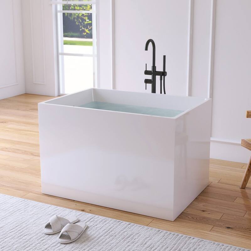 MEDUNJESS 39'' Acrylic Freestanding Bathtub Soaking Tubs