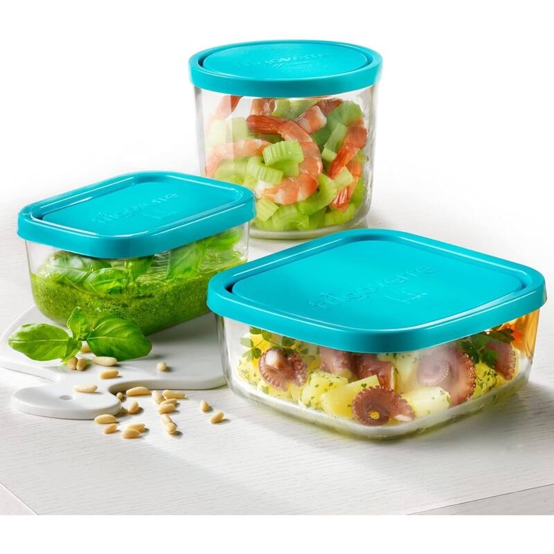 Bormioli Rocco Frigoverre 3 Piece Square Food Storage Container Set - 25.25 oz
