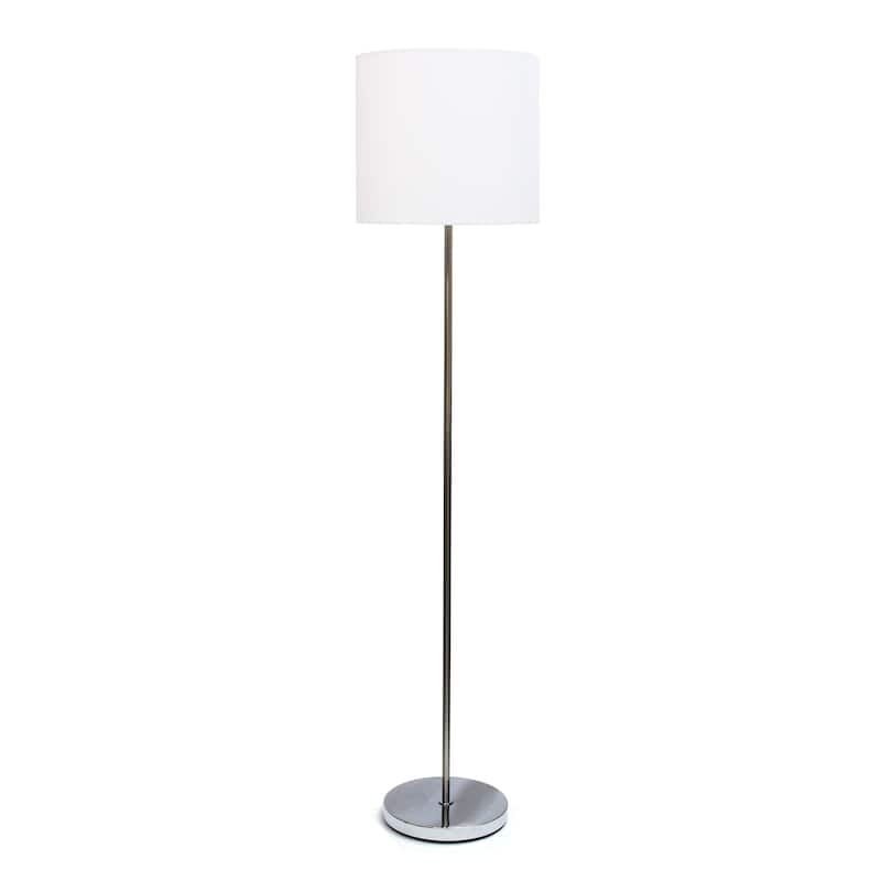Brushed Nickel Drum Shade Floor Lamp - Without Bulb - White