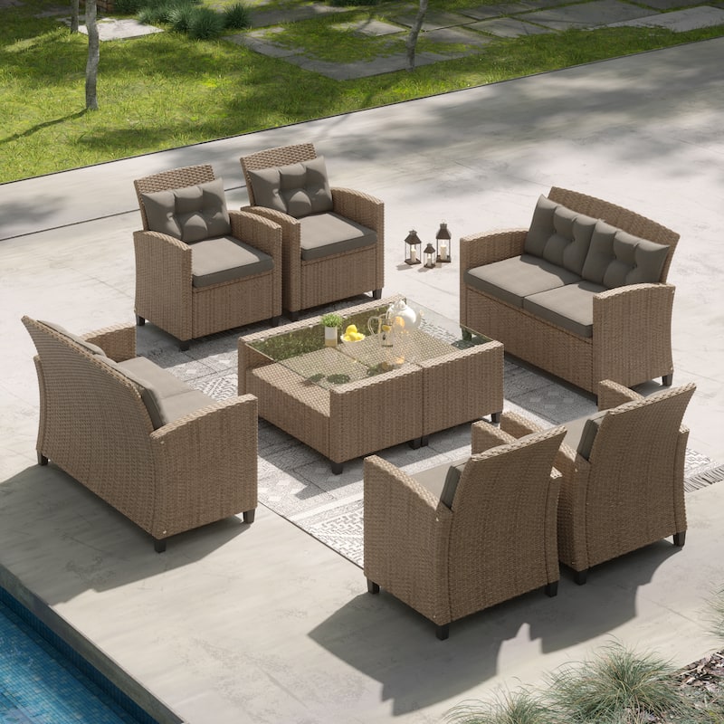Corvus Armitage 8-piece Outdoor Wicker Sofa Set with Cushions