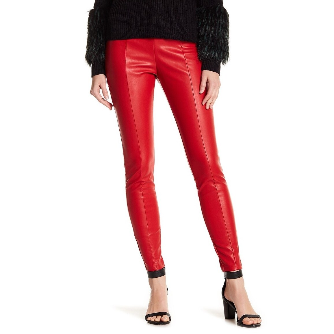 red faux leather pants womens