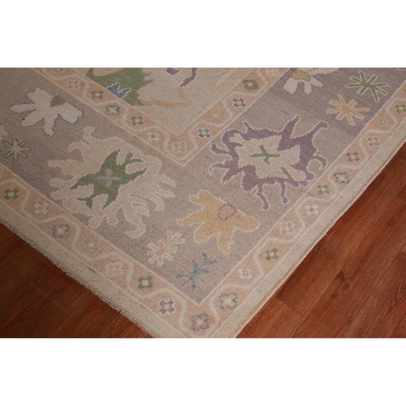 Hand Knotted Oriental 100% Wool Carpet Transitional All-Over Beige & Ivories Oushak Area Rug - 12' 3'' X 9' 4''