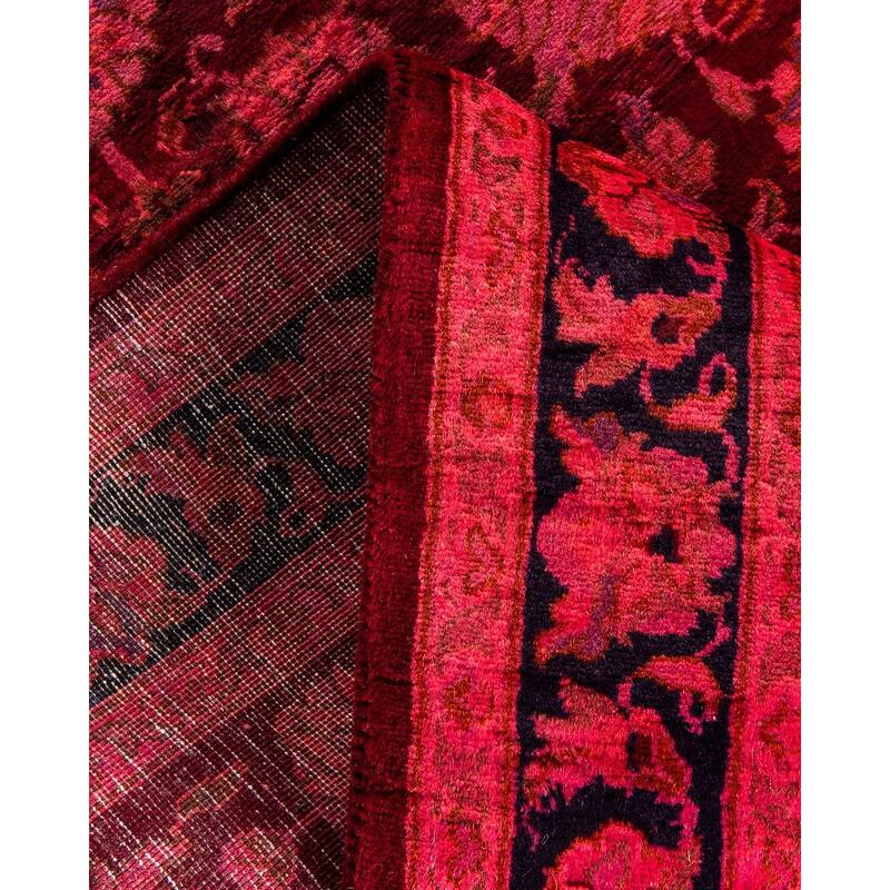 Overton Hand Knotted Wool Vintage Inspired Modern Contemporary Overdyed Pink Runner Rug - 2' 6" x 12' 3"